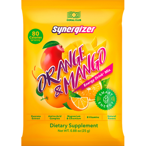 Energía y rendimiento: Synergizer Orange & Mango / Sinergizador con sabor de naranja y mango, 25 g (Coral Club)