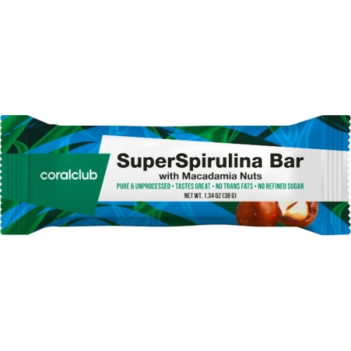 Енергія: СуперСпіруліна Бар з горіхом макадамії (Coral Club)